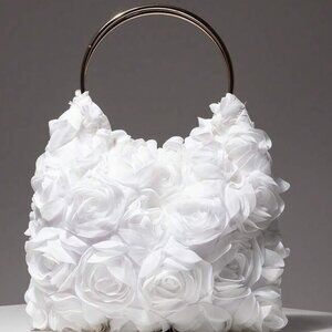 Elegant Satin Rose Flower Design Evening Bag